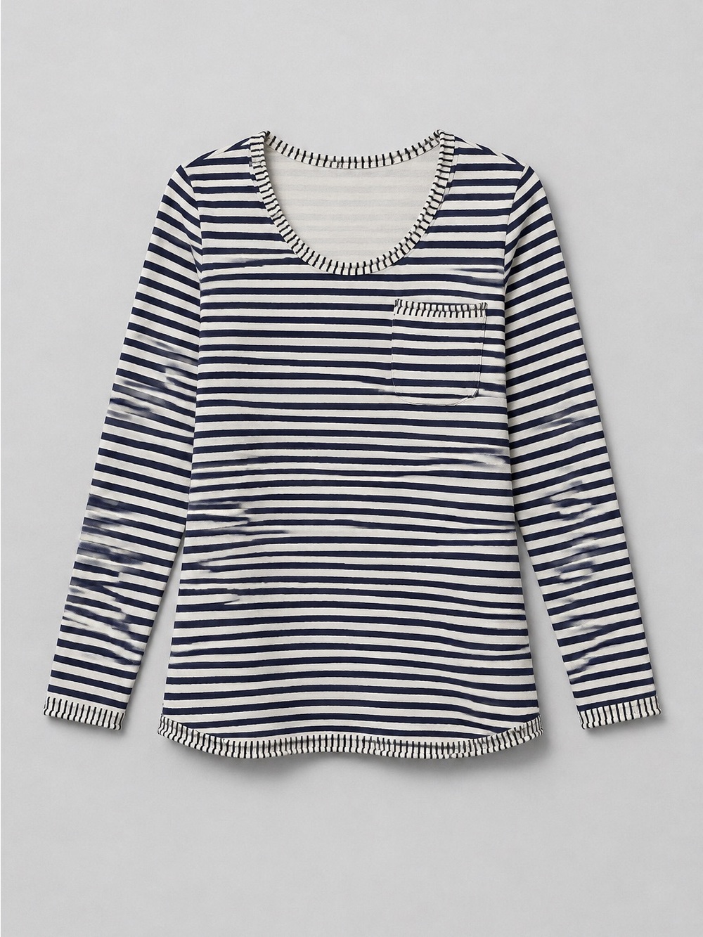 Navy and White Striped Long-Sleeve Tee